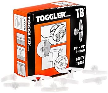 TOGGLER Toggle TB Residential Drywall Anchor, Polypropylene, Made in US, 3/8" to 1/2" Grip Range, For #6 to #14 Fastener Sizes (Pack of 100)