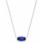 Kendra Scott Elisa Pendant Necklace for Women, Fashion Jewelry, Rhodium-Plated, Cobalt Cat's Eye