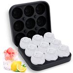 sprecenk Silicone Ice Cube Tray with Lid, Easy Release 9 x Rose Ice Cube Moulds Freezer Tray, Non Breakable Ice Ball Maker Flexible for Whiskey Cocktail Drink Wine, Black