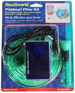 PENN-PLAX Small World Fishbowl Under-Gravel Filter Kit – Comes with a Disposable Media Cartridge, Air Pump, Air Tubing, and Air Stone, Multicolor (EPSWF2)