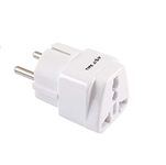 Hackensack India to Europe Grounded Universal Plug Type E/F (HS 5053) Travel Power Plug Adapter (White) Compatible in Germany/France/Russia/Spain (Pack of 1)