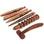 Masterarts Wooden Acupressure THAI Hand Roller Foot Finger Manual Massager, Jimmy In Pure Shisham Wood, Pack of 5 pcs