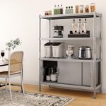 YITAHOME NSF Stainless Steel Shelves, 48"*18"*60" 4 Tier Storage Shelf with Cabinet, Heavy Duty Shelving for Kitchen Garage Office Restaurant Warehouse, 201 Bright Silver