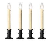 Celestial Lights Set of Four Adjustable Height Battery Operated LED Window Candles with Daily Timer Ivory Candle Stick. (Black Oynx)