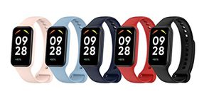 Lemspum 6 Packs Sport Silicone Wrist Bands Compatible with Xiaomi Redmi Band 2 Replacement Accessories Strap Waterproof One Size 5.5"-8.7" (Black/Navy/Red/Blue/Pink/Cream)