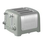 Dualit 4 Slice Lite Toaster | 2kW Toasts 120 Slices an Hour | Polished with Sage Trim | Bagel & Defrost Settings | 36 mm Wide Slots | 46220