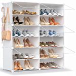 HOMICKER Shoe Rack,24 Pair Shoe Storage Cabinet with Door Expandable Plastic Shoe Organizer Shoe Shelves for Closet,Entryway,Hallway,Bedroom