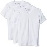 Calvin Klein Men's Cotton Classics 3-Pack Short Sleeve V-Neck T-Shirts, White, Large