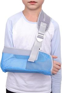 GAOUREL Arm Sling for Kids, Arm Brace with Support Plate, Arm Support Sling Shoulder Immobilizer for Children Shoulder Injury, Suit for Left and Right Arms, Boy and Girl (Blue-S)