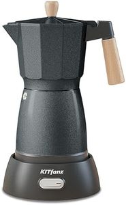 KITfanz Electric Espresso Coffee Maker, Italian Coffee Pot, Electric Moka Pot, Cuban Coffee Maker, Portable Cafeteras Electricas Espresso Makers with Detachable Base 3 or 6 Cup (Grey)