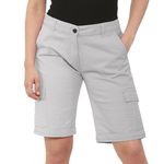 NOROZE Women's Stretch Cargo Shorts - Ladies Turned Hem Bengaline Casual Everyday Combat Pants Chino Capri Regular Fit Above The Knee Bermuda Summer Crops Stone