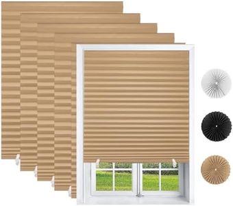 Changshade 12 Pack Temporary Shades, Pleated Paper Blinds for Indoor Windows Cut to Size Adhesive Paper Shades No Tools No Drilling for Office, Bedroom, Living Room, 48" W x 72" H, Brown