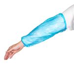 300 Pack Disposable Over Sleeves to Cover Arms - Waterproof Arm Protection Sleeves with Elastic Ends - Heavy-Duty Forearm Protector Oversleeves for Cleaning, Painting, Food Processing, Tattoo - Blue