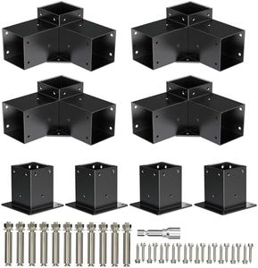 APRILSOUL 4x4 Pergola Kit, Includes 4 Three-Way Corner Brackets and Post Bases for 3.5" Wood Posts, Durable Right Angle Hardware for Outdoor Gazebo Structures