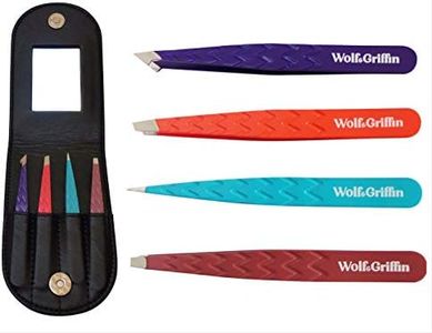 Wolf & Griffin Ensemble de pinces à épiler de précision ultime avec étui avec miroir | Brucelles professionnelles en acier inoxydable pour hommes et femmes | Pour une épilation parfaite