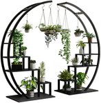 GAOMON Plant Stand Indoor 5 Tier Tall, Metal Half Moon Plant Shelf 2 Pack, Stylish Tiered Flower Rack for Multiple Plants Display, Tall and Space-Saving Design (Black)