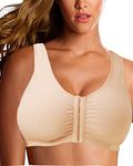 Post Surgical Bra Front Closure Post Surgery Bra Post Op Front Close Bras Sports Bra Mastectomy Bra Wirefree for Women, Nude, Large