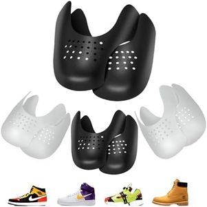 CAISGATO Keep Your Sneakers Looking Fresh with Shoe Crease Protectors - 4 Pairs of Anti-Wrinkle Shoe Crease Guard for Sneaker, Anti-Crease Shoe Protectors, Black+white, Large
