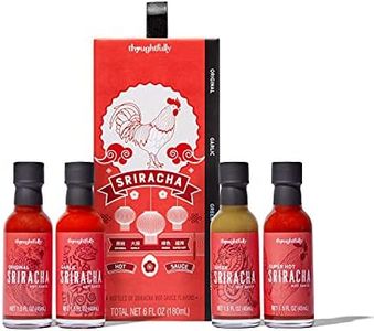 Thoughtfully Gifts, Sriracha Hot Sauce Gift Set, Hot Sauce Flavors Include Original, Garlic, Green, and Superhot Sriracha Sauce, Pack of 4