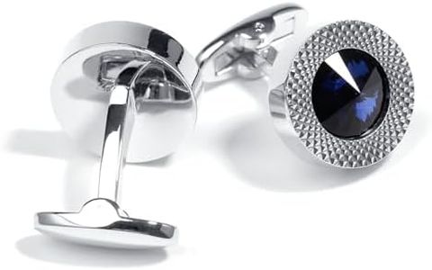 Soumimi Blue Crystal Cufflinks for Men, Round Cuff Links for Suit, in Gift Box, Business Cufflinks Accessories, Valentine's Day Birthday Gift for Groom Husband Dad