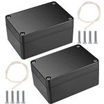 2 Pcs Waterproof Junction boxes, Outdoor Electrical Box Waterproof, Electronic Plastic Project Junction Box Enclosure, for Electronics, Power, Instrument Case Box - 100x68x50 mm/Black