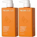 MEDIX 5.5 Argan Oil + Vitamin E Cream Anti Aging Skin Care Moisturizer Body Lotion For Women & Men | Firming Body Lotion Reduces Look Of Wrinkles, Cellulite, Crepey Skin, & Uneven Skin Tone, 2-Pack