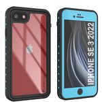 PunkCase for iPhone SE 2022 Waterproof Case [StudStar Series] [Slim Fit] [IP68 Certified] [Dirtproof] [Snowproof] 360 Full Body Armor Cover for iPhone SE (2022) (4.7") [Blue]