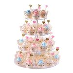 Cupcake Stand, 4-Tier Round Acrylic Cupcake Display Stand Dessert Tower Pastry Stand for Wedding Birthday Theme Party- 15.7 Inches (Transparent)