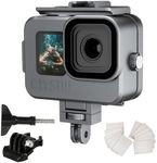 FitStill 197FT/60M Aluminum Alloy Waterproof Case for Go Pro Hero12/Hero11/Hero10/ Hero9 Black,with 2 Cold Shoe Protective Underwater with Bracket Action Camera Accessories