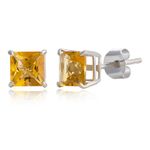 MAX + STONE 10k White Gold 5mm Princess Cut February Birthstone Amethyst Square Stud Earrings for Women