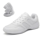 Womens Girls Cheer Cheerleading Shoes White Dance Jazz Sneaker Trainer Lace Up Yoga Gymnastics Aerobics Training Competition Shoes