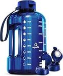 AQUAFIT 1 Gallon Water Bottle with Straw - 4l Water Bottle Time Marker - Motivational Gym Water Bottles 4l - 4 litre Water Bottles 1 Gallon 128 oz - Big Water Jug Large Water Bottle Dark Blue