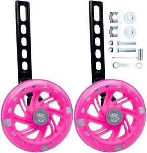 Training Wheels for Bicycle,Flash Mute Wheel Compatible for Bikes of 12-20 Inch 1 Pair (rose)