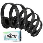 Sonitum Kids Headphones, 5-Pack, On-Ear, 3.5mm Wired, Adjustable, Cushioned, Black