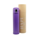 Hapi Thermos Flask for Hot Drink Coffee Bottle with Flip Lid | Leakproof Vacuum Cup | 14oz (350ml) | Purple