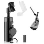 Golf Club Cleaner, Golf Club Cleaning Brush Set with Groove Sharpener Tool, Golf Club Cleaner Brush with Retractable Clip and Squeeze Water Bottle Holds 5 Ounces of Water, Golf Gifts for Men(Black)