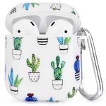 CAGOS Compatible with Airpods Case, 3 in 1 Cute Protective Hard Case Cover Portable & Shockproof Women Girls Men with Keychain/Strap/Earhooks for Airpods 2/1 Charging Case, Potted Cactus