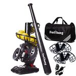 Furlihong Electronic Baseball Pitching Machine Set, Adjustable Angles, Timer and Speed, AC Adapter or Battery Powered, Comes with Bat, 8 Dimpled Balls, 4 Extra Stackers and Carrying Bag