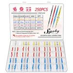 250PCS Solder Seal Wire Connectors - Sopoby Heat Shrink Solder Butt Connectors - Solder Connector Kit - Automotive Marine Insulated Waterproof Electrical Wire Terminals