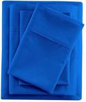 Sateen Bedding 100% Cotton 6 Piece Bedsheet Set- Premium Hotel Luxury 800 TC- Flat Sheet, Fitted Sheet (10" Snug Fit) & 4 Pillow Cover- Cooling & Breathable-Royal Blue Solid,Double Size