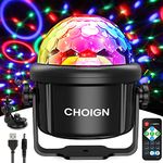 Disco Lights, 7 Colour Lighting Music-Sensing Party Lights, 360°Rotation Disco Ball Lights with Remote Control, USB Powered Strobe DJ Lights for Kids, Party, Christmas Light, Home Disco, Club, Gift