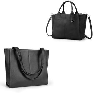 befen Genuine Leather Tote Bag Set for Women – 2 Pack Structured Satchel Crossbody Tote + Large Work Tote with Laptop Compartment