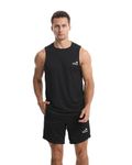 Men's Sleeveless Tank Top Running Gym Quick-Drying Vest Sports T-Shirt Black L