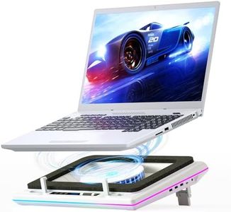 llano RGB Laptop Cooling Pad with Powerful Turbofan, Gaming Laptop Cooler with Infinitely Variable Speed,Touch Control,LCD Screen,Seal Foam for Rapid Cooling Laptop15-19in (White)