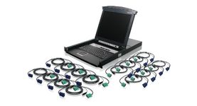 IOGEAR 17 LCD Combo 16 port KVM Switch w/ 16 USB KVM, GCL1816KITU (Switch w/ 16 USB KVM cables & 1 PS/2,)