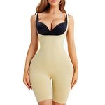 Gotoly Body Shaper Women Tummy Control Bodysuit Seamless Shapewear Waist Trainer Butt Lifter Thigh Slimmer Shorts (M-L, Beige)