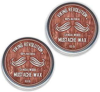 Viking Revolution Mustache Wax 2 Pack - Beard & Moustache Wax for Men - Strong Hold Helps Train Tame & Style (Sandalwood, 2 pack)