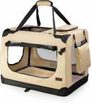 lionto Pet Carrier Foldable Dog Transport Box Car Crate Small Animal Carrier, (3XL) 101x69x70 cm beige