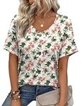 Zeagoo Women's Short Sleeve V-Neck Shirts Loose Casual Tee T-Shirt