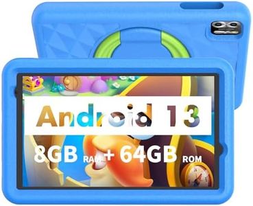 VASOUN Kids Tablet 8 inch, Android 13, 8GB(4gb+4gb Expand) RAM 64GB ROM, Toddler Tablet with Bluetooth, 5G WiFi, App Pre-Installed, EVA Shockproof Case (Blue)